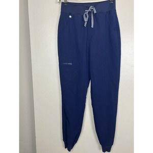 Figs High Waisted Zamora Joggers Womens Small Scrub Pants Cargo Pocket Navy